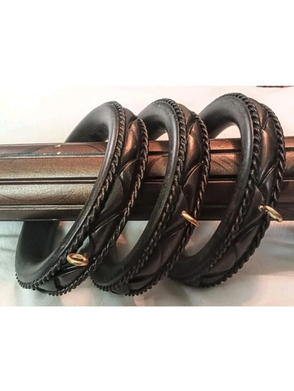 (3) Drapery Curtain Rod Rings. Select Bradford Design. Resin-Wood. 3 1/4" Inside